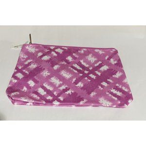 Clinique Makeup Cosmetic Bag Purple and White 9 x 6 Inches